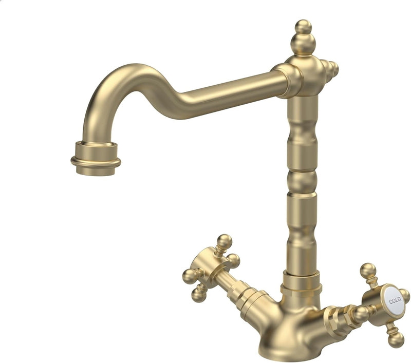 Kitchen Tap with Dual Crosshead Handles Mono Mixer