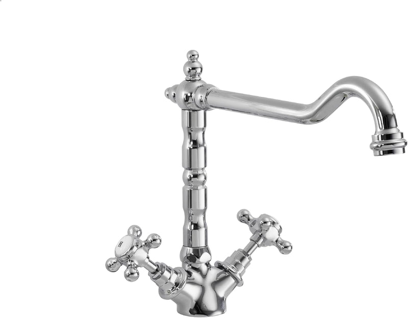 Kitchen Tap with Dual Crosshead Handles Mono Mixer