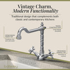 Kitchen Tap with Dual Crosshead Handles Mono Mixer