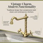 Kitchen Tap with Dual Crosshead Handles Mono Mixer