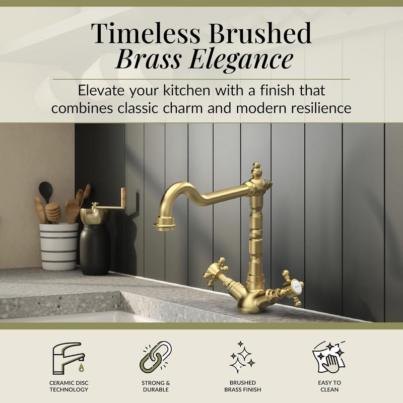Kitchen Tap with Dual Crosshead Handles Mono Mixer
