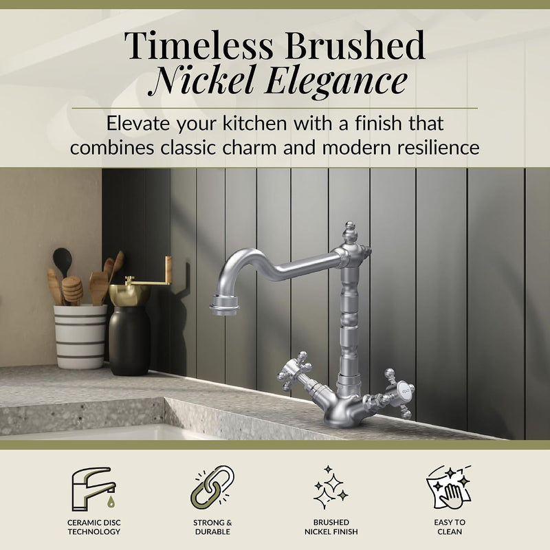 Kitchen Tap with Dual Crosshead Handles Mono Mixer