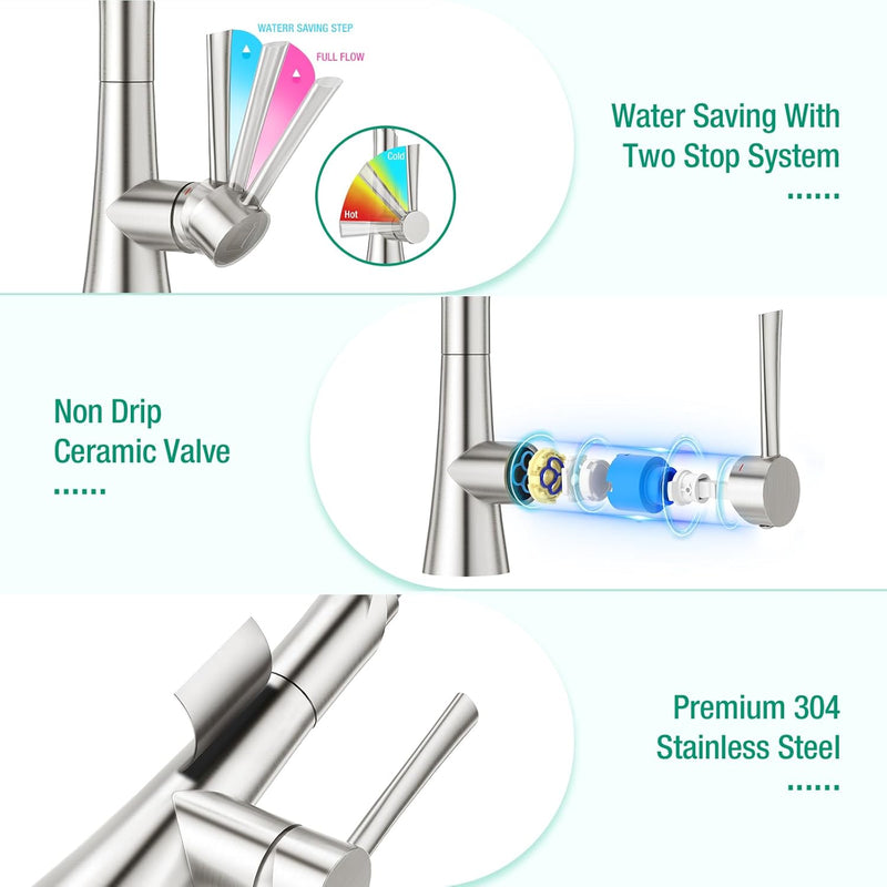 Kitchen Tap with Pull Down Dual Function Sprayer