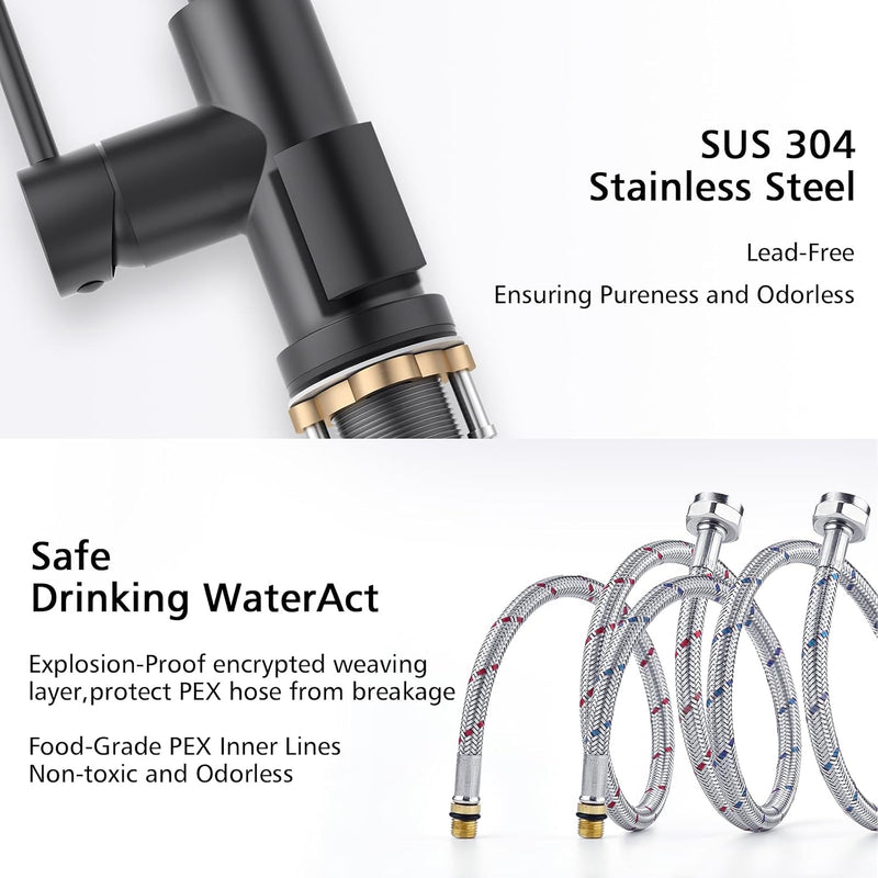 Kitchen Tap with Pull Down Dual Function Sprayer