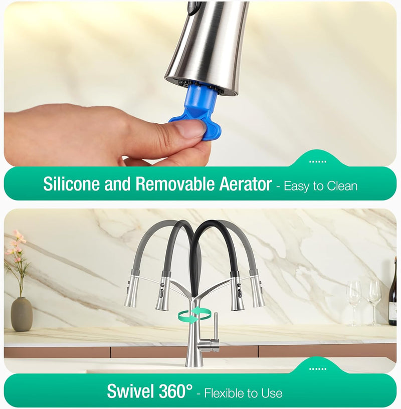 Kitchen Tap with Pull Down Dual Function Sprayer