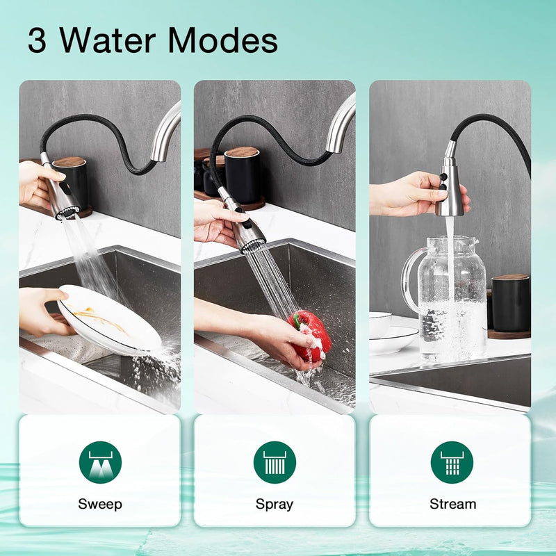 Kitchen Tap with Pull Down Dual Function Sprayer
