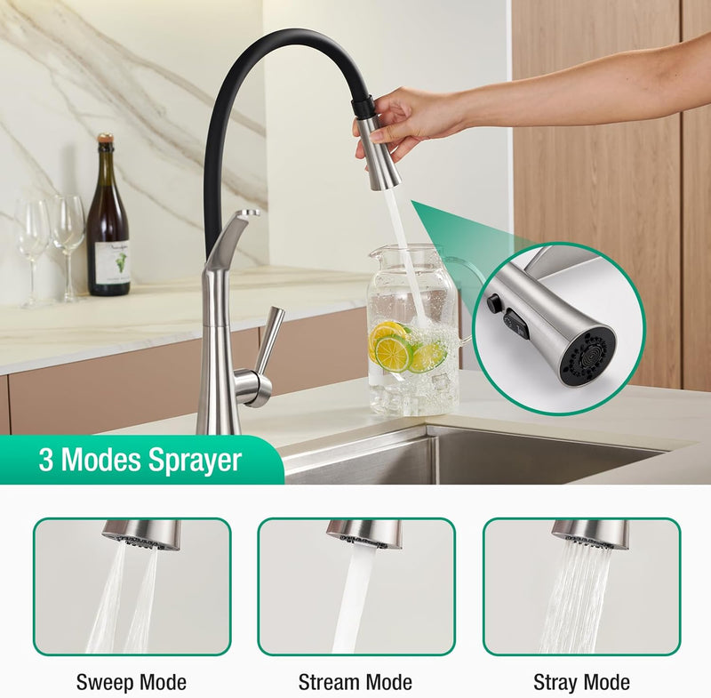 Kitchen Tap with Pull Down Dual Function Sprayer