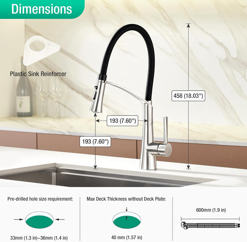 Kitchen Tap with Pull Down Dual Function Sprayer