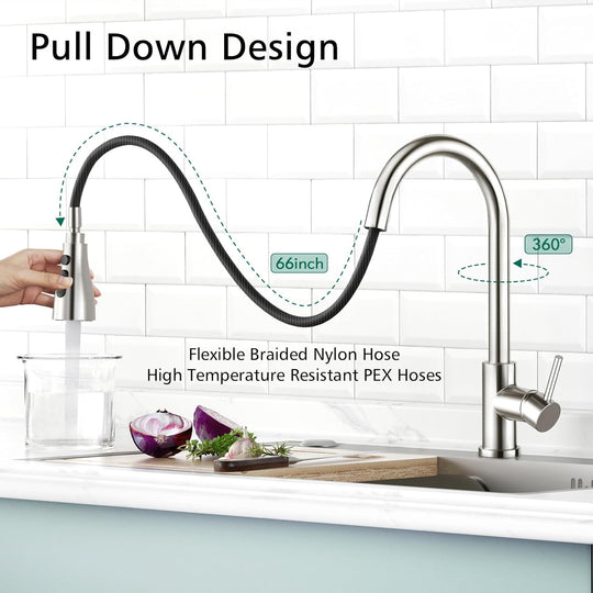 Kitchen Tap with Pull Down Dual Function Sprayer