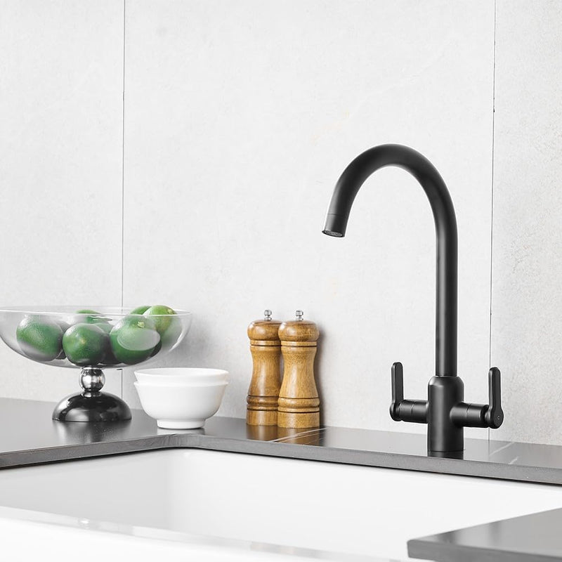 Kitchen Taps Mixer Matte Surface Brass Material Dual