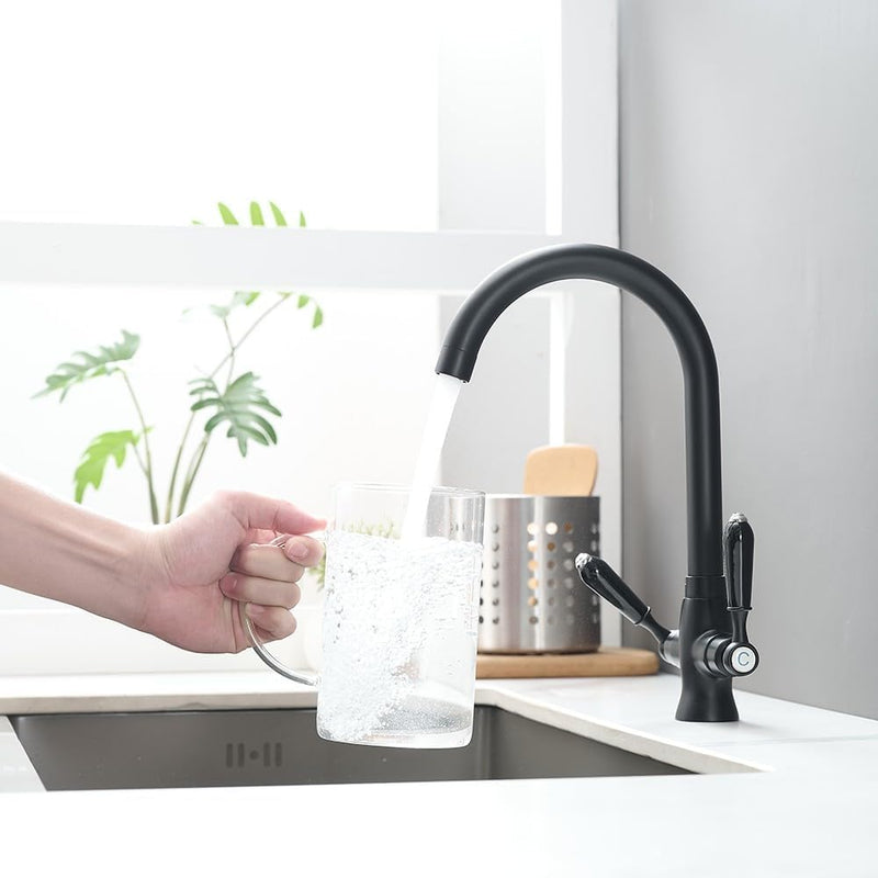 Kitchen Taps Mixer Matte Surface Brass Material Dual