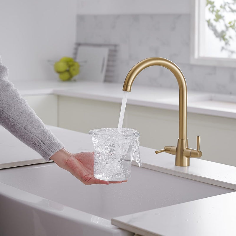 Kitchen Taps Mixer Matte Surface Brass Material Dual