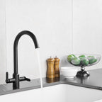 Kitchen Taps Mixer Matte Surface Brass Material Dual