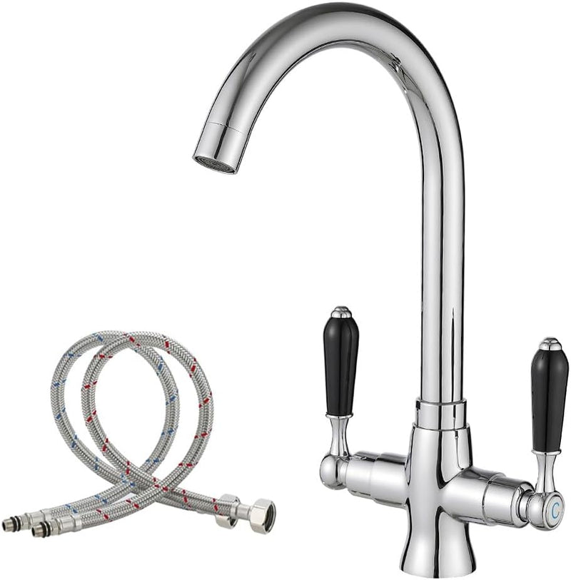 Kitchen Taps Mixer Matte Surface Brass Material Dual