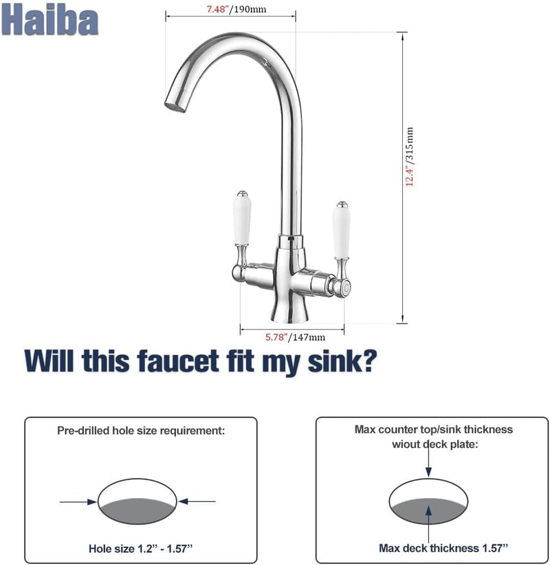Kitchen Taps Mixer Matte Surface Brass Material Dual