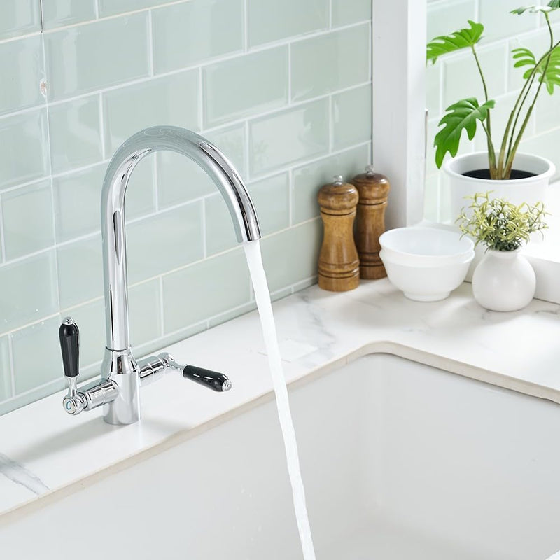 Kitchen Taps Mixer Matte Surface Brass Material Dual