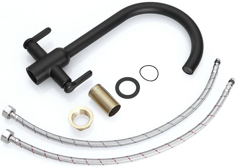 Kitchen Taps Mixer Matte Surface Brass Material Dual
