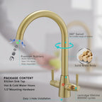 Kitchen Taps Mixer Matte Surface Brass Material Dual