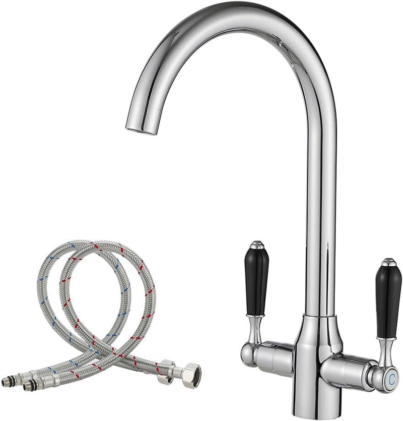Kitchen Taps Mixer Matte Surface Brass Material Dual