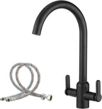 Kitchen Taps Mixer Matte Surface Brass Material Dual