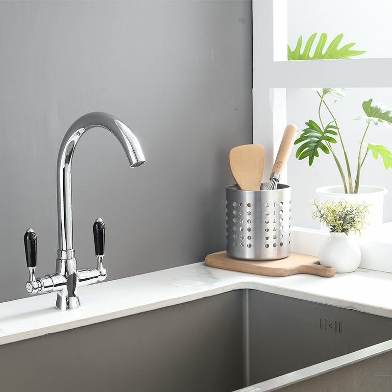 Kitchen Taps Mixer Matte Surface Brass Material Dual
