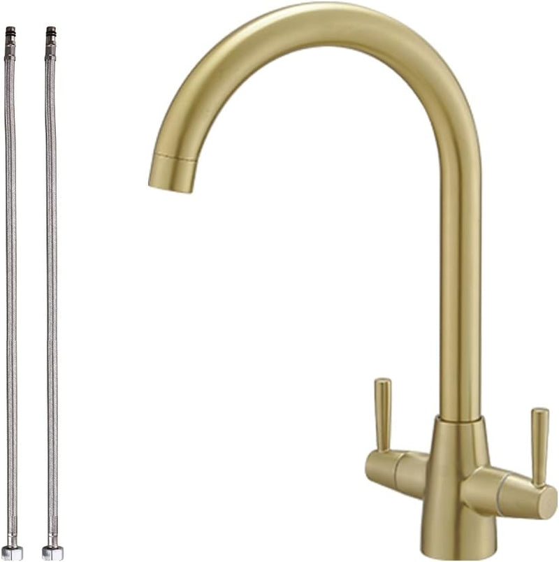 Kitchen Taps Mixer Matte Surface Brass Material Dual