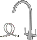 Kitchen Taps Mixer Matte Surface Brass Material Dual