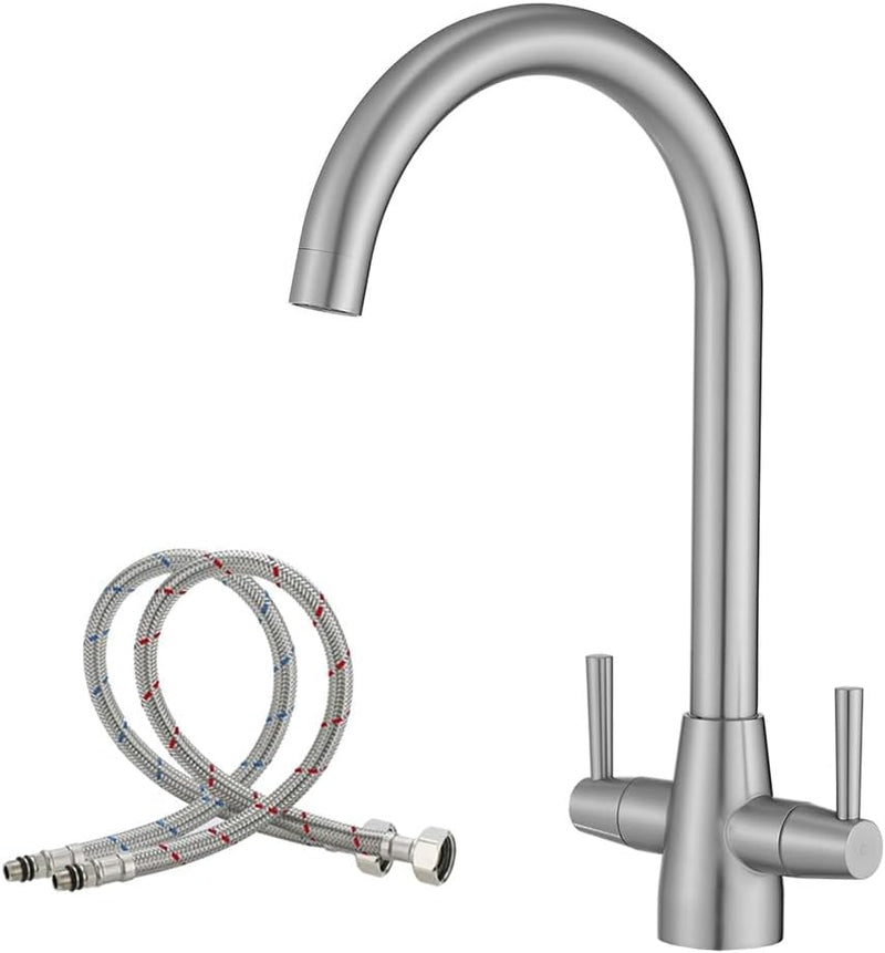 Kitchen Taps Mixer Matte Surface Brass Material Dual