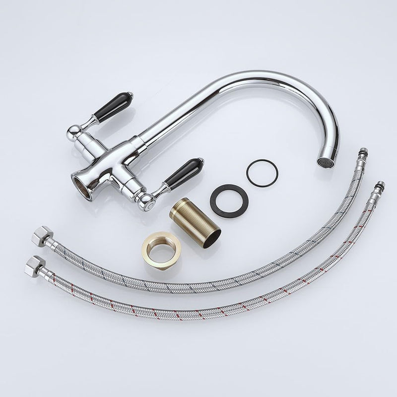 Kitchen Taps Mixer Matte Surface Brass Material Dual