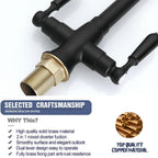 Kitchen Taps Mixer Matte Surface Brass Material Dual