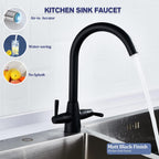 Kitchen Taps Mixer Matte Surface Brass Material Dual