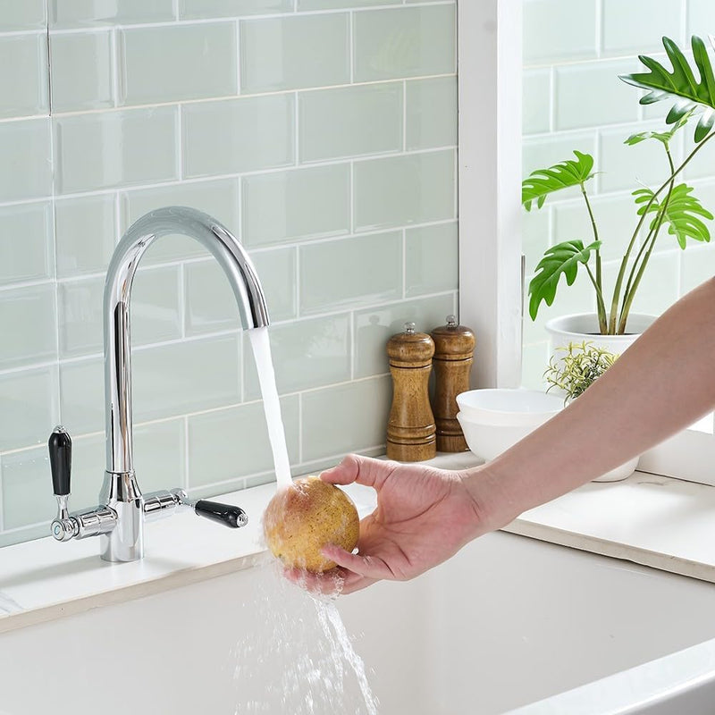 Kitchen Taps Mixer Matte Surface Brass Material Dual