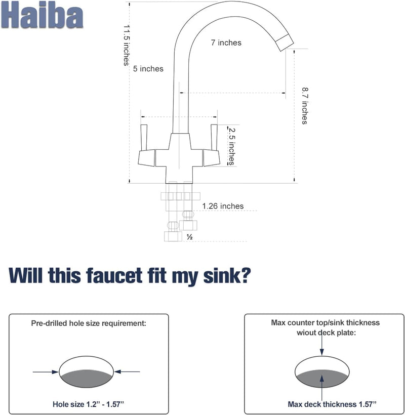 Kitchen Taps Mixer Matte Surface Brass Material Dual