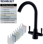 Kitchen Taps Mixer Matte Surface Brass Material Dual