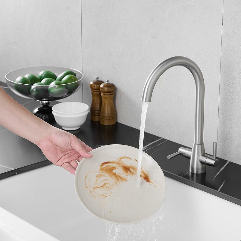 Kitchen Taps Mixer Matte Surface Brass Material Dual