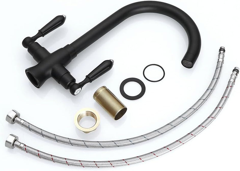 Kitchen Taps Mixer Matte Surface Brass Material Dual