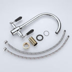 Kitchen Taps Mixer Matte Surface Brass Material Dual