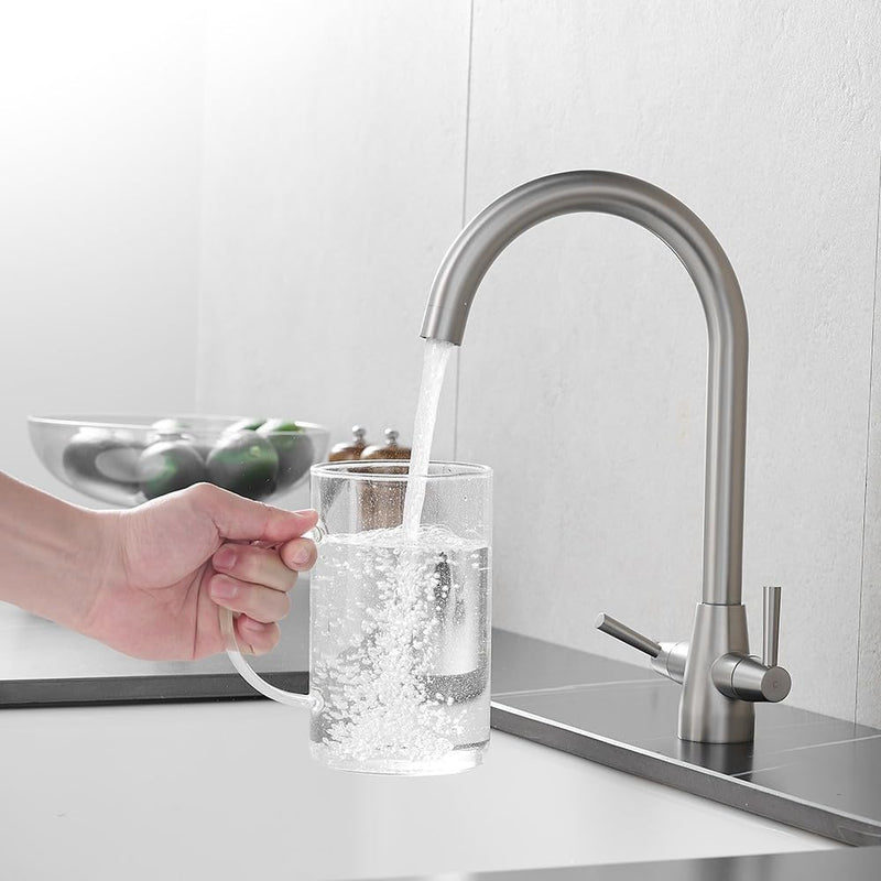 Kitchen Taps Mixer Matte Surface Brass Material Dual