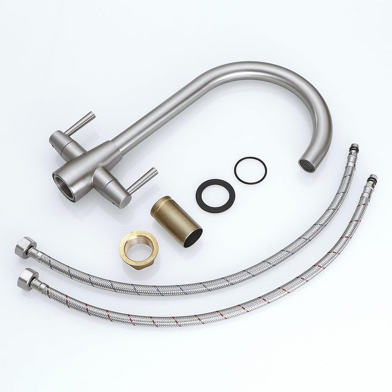 Kitchen Taps Mixer Matte Surface Brass Material Dual