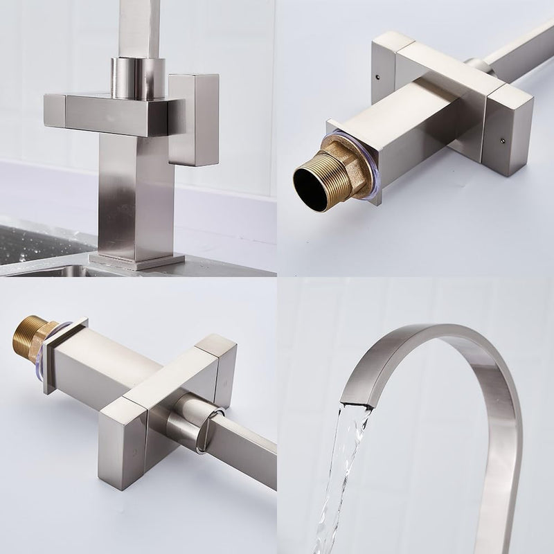 Kitchen Taps Mixer Matte Surface Brass Material Dual