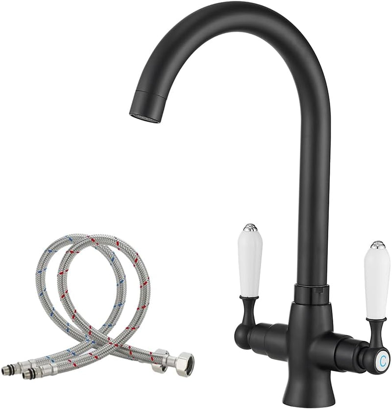 Kitchen Taps Mixer Matte Surface Brass Material Dual