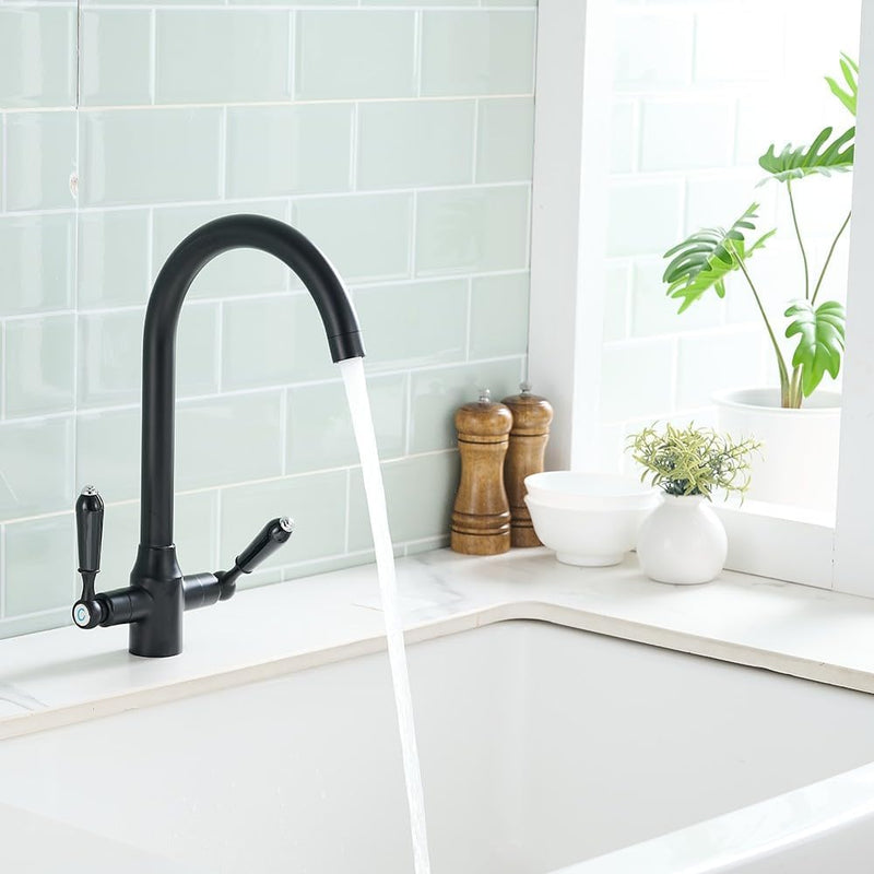 Kitchen Taps Mixer Matte Surface Brass Material Dual