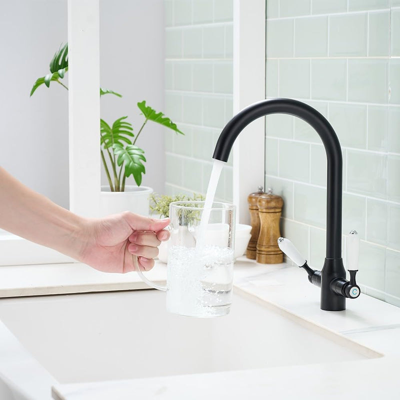 Kitchen Taps Mixer Matte Surface Brass Material Dual