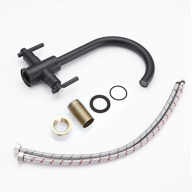 Kitchen Taps Mixer Matte Surface Brass Material Dual