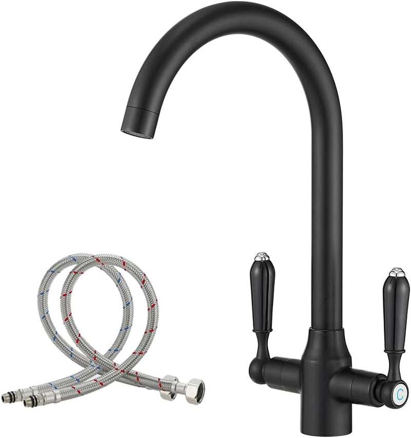 Kitchen Taps Mixer Matte Surface Brass Material Dual
