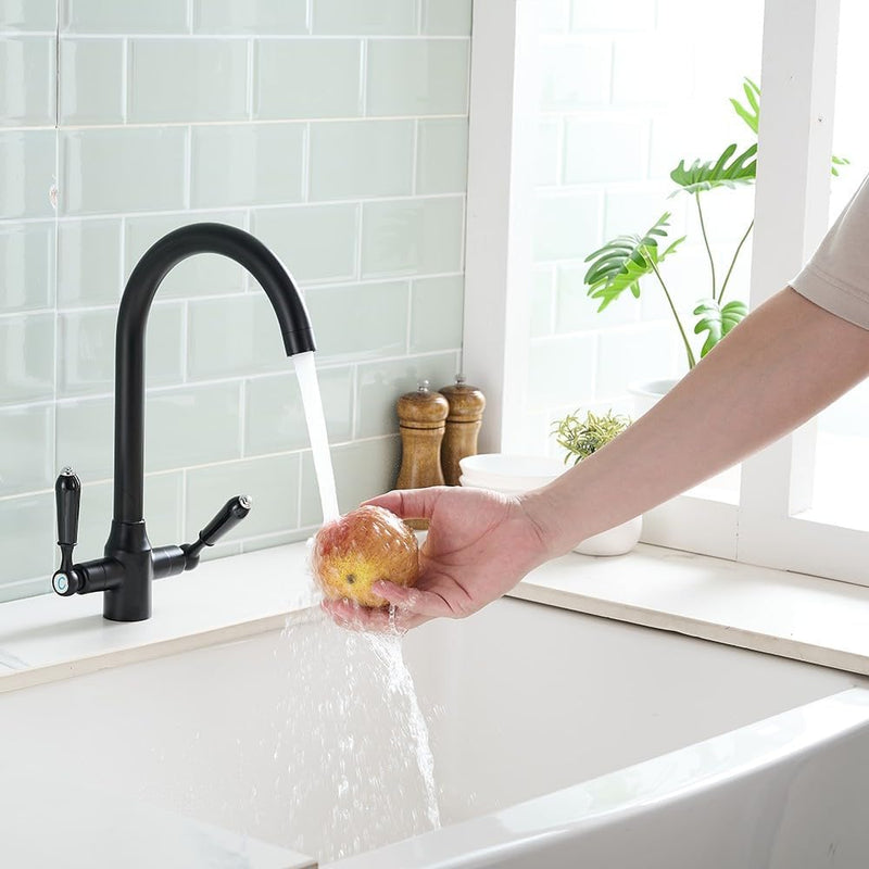 Kitchen Taps Mixer Matte Surface Brass Material Dual