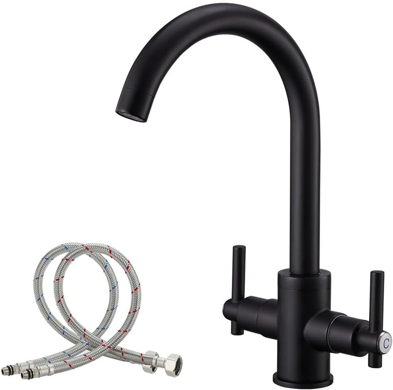 Kitchen Taps Mixer Matte Surface Brass Material Dual