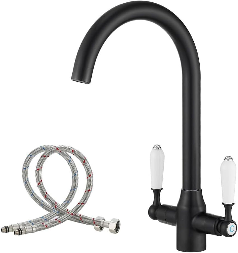 Kitchen Taps Mixer Matte Surface Brass Material Dual