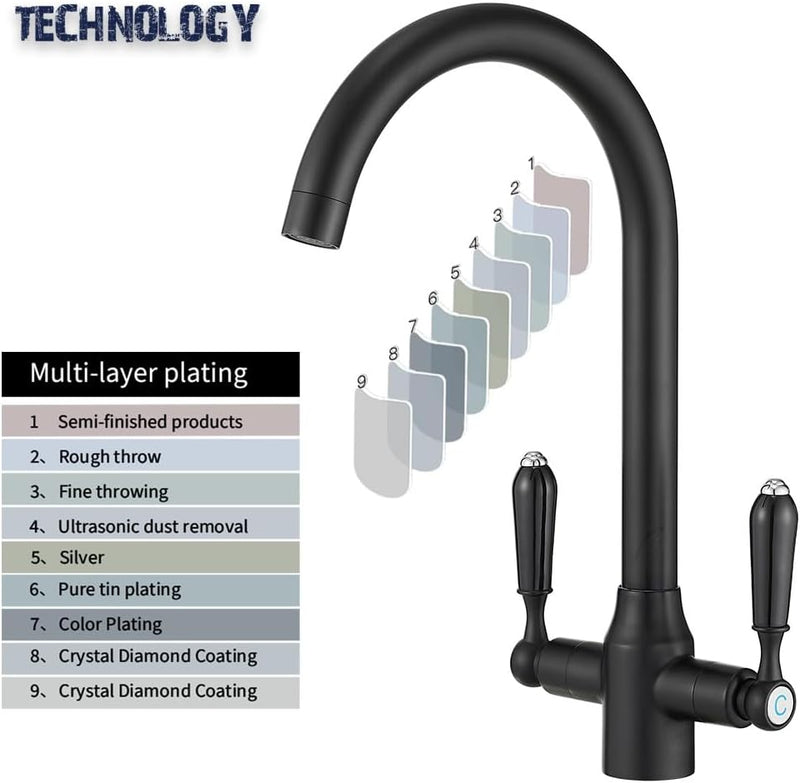 Kitchen Taps Mixer Matte Surface Brass Material Dual