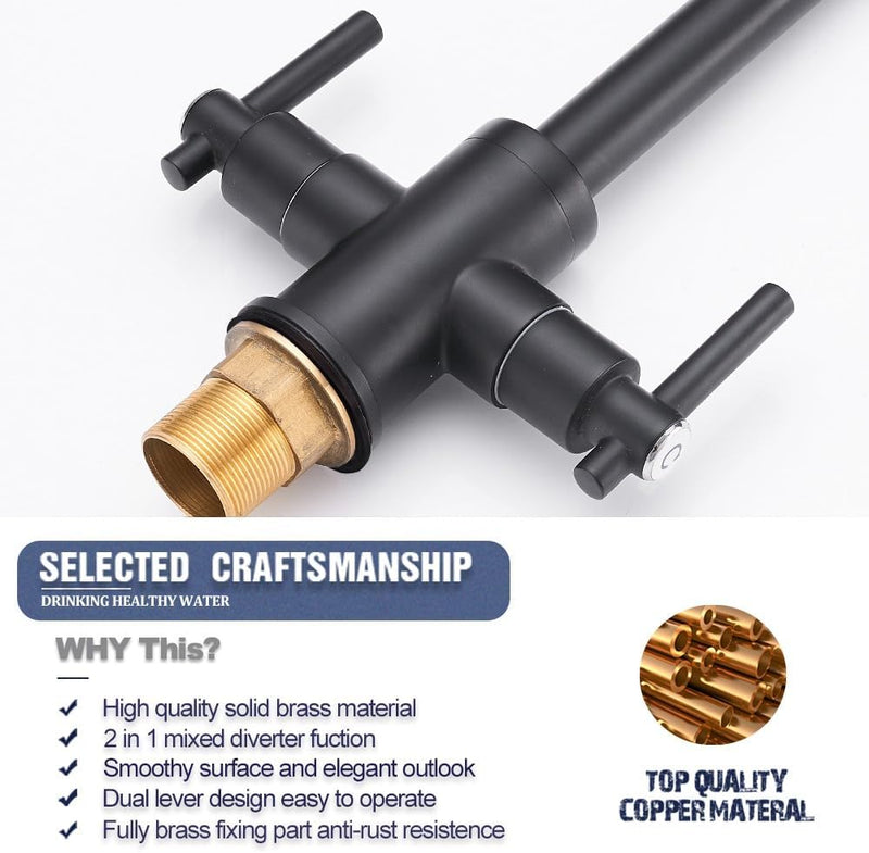 Kitchen Taps Mixer Matte Surface Brass Material Dual